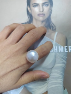 天然海水马贝珍珠戒指纯银戒指开口调节福利款