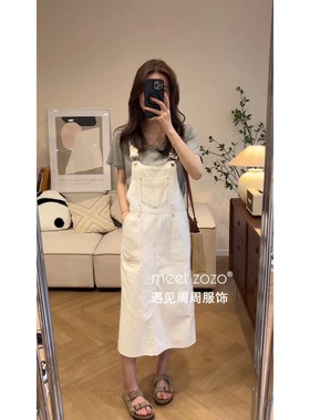 【周周】《INS穿搭》夏季新款百搭显瘦牛仔背带裙女35182