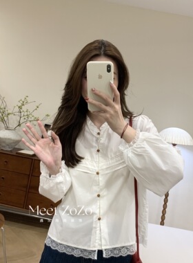 【周周】“春日来信”25春季花边蕾丝甜美纯棉衬衫女152162