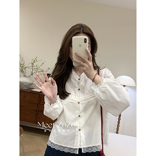 花边蕾丝甜美纯棉衬衫 25春季 春日来信 女152162 周周