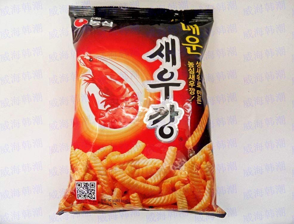 韩国食品 韩国膨化食品 韩国农心辣味虾条 虾条 非油炸虾条 90克