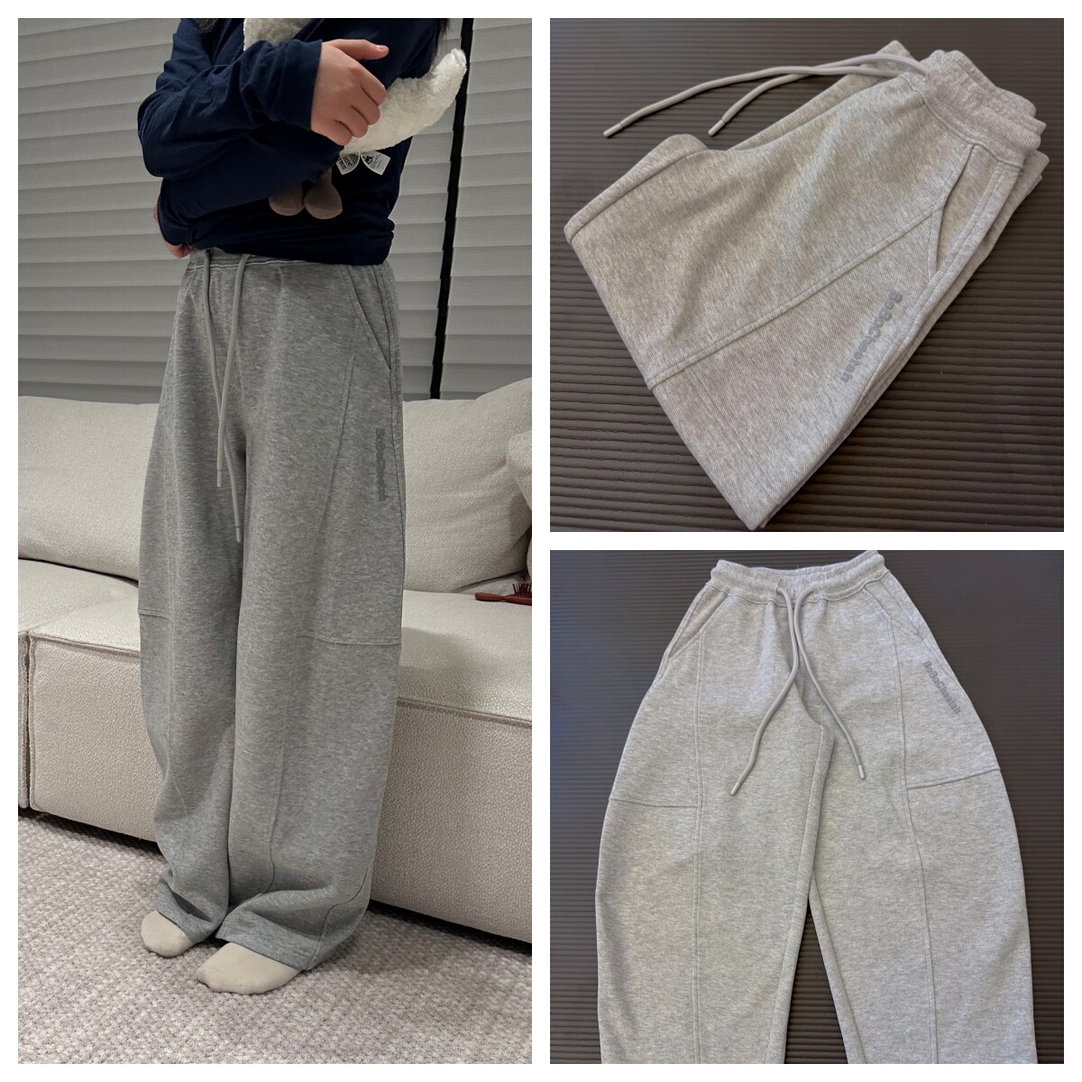 超赞版型弯刀裤 女童宽松版型休闲卫裤 儿童花灰色棉质运动卫裤