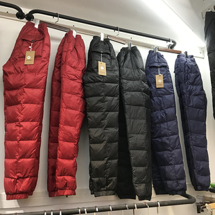 冬季加厚羽绒裤男女款外穿加肥加大码保暖裤中老年人爸爸高腰特大