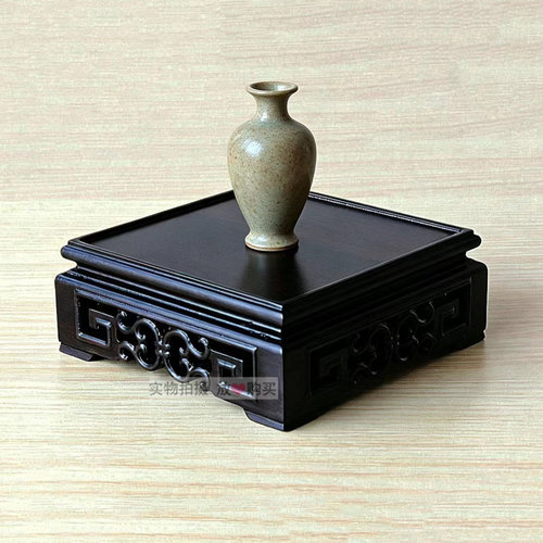 紫光檀实木正方形木雕底座