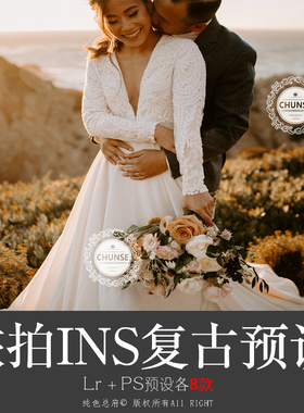 旅拍复古INS风网红棕红色调婚礼婚纱人像滤镜LR/PS/ACR预设M56