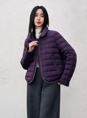 平湖2025年冬季定款韩版文艺衬衫领轻薄羽绒服女短款宽松A8512