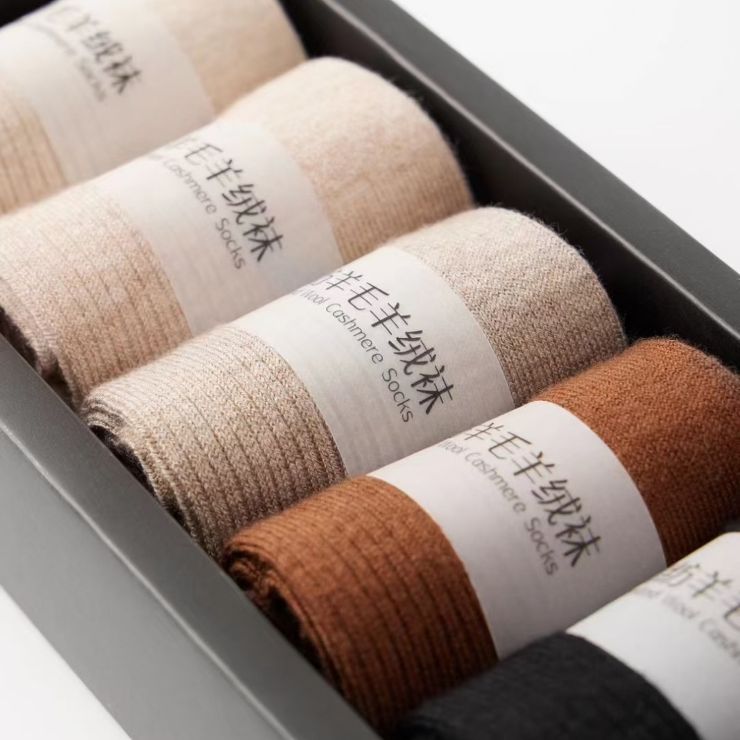 48支精纺羊绒羊毛袜女中筒袜秋冬防寒保暖毛袜纯色针织居家袜