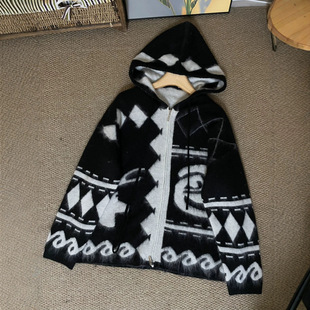 柳智敏同款慵懒风拉毛羊绒羊毛毛衣开衫加厚外套女韩版宽松秋冬