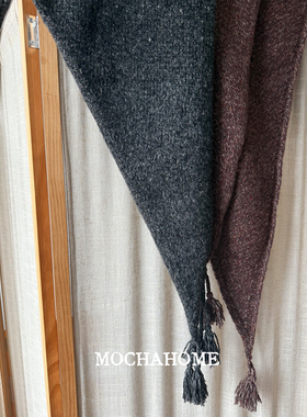 MochaHome 2025冬羊毛羊驼绒披肩upw纱线三角围巾