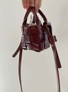 MochaHome 自制原创亲子款minisize编织牛皮斜挎包手提口红包