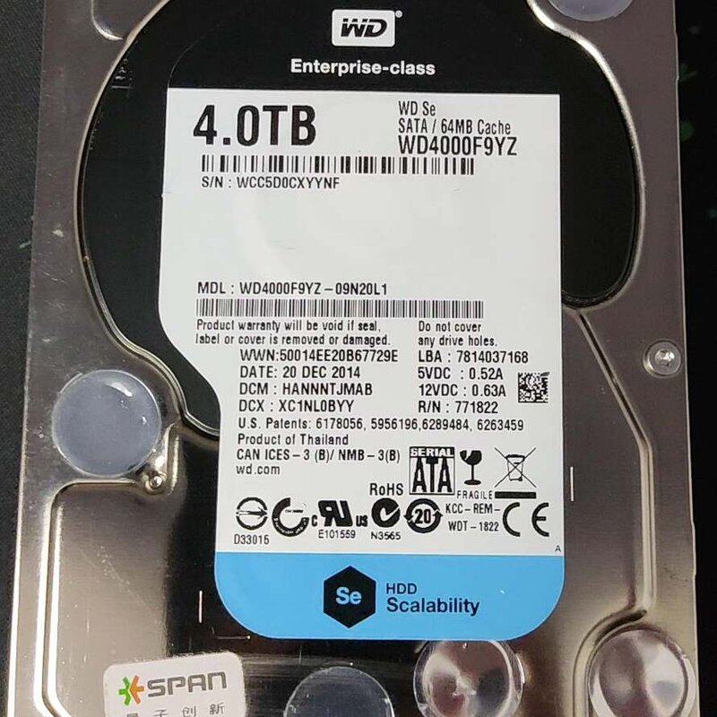 议价盘西数4T黑盘WD4000F9YZ7200可维修