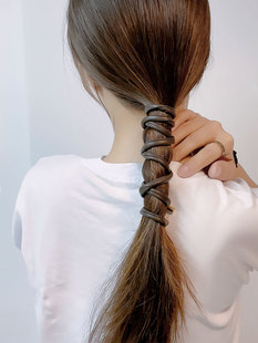 皮革束发带女绑头发扭扭棒电话线发圈网红皮筋头绳扎马尾辫子头饰