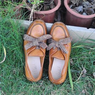 乐福鞋女马皮乐思凡2026年新款女鞋一脚蹬复古圆头蝴蝶结小皮鞋