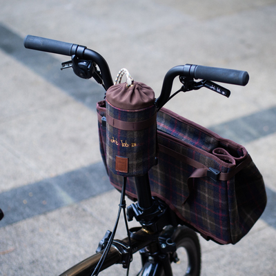 小布折叠车羊绒格子水壶包车头包