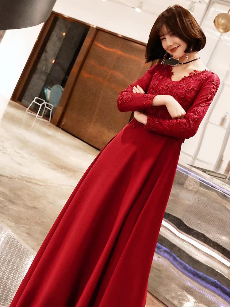 敬酒服新娘礼服女红色显瘦回门服长袖长款结婚衣服订婚连衣裙|ruв категории Женская одежда, Cвадебные платья, платье/вечернее платье - от Buy2taobao.com для оказания профессиональной услуги покупки агента Taobao