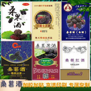 桑葚酒树莓酒贴纸石榴酒金樱子酒不干胶橄榄酒万寿果酒瓶贴设计