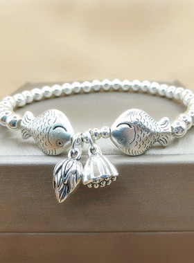 民族风仿银珠精致小手链女双鱼两世欢软萌狐狸小兔子复古仿银