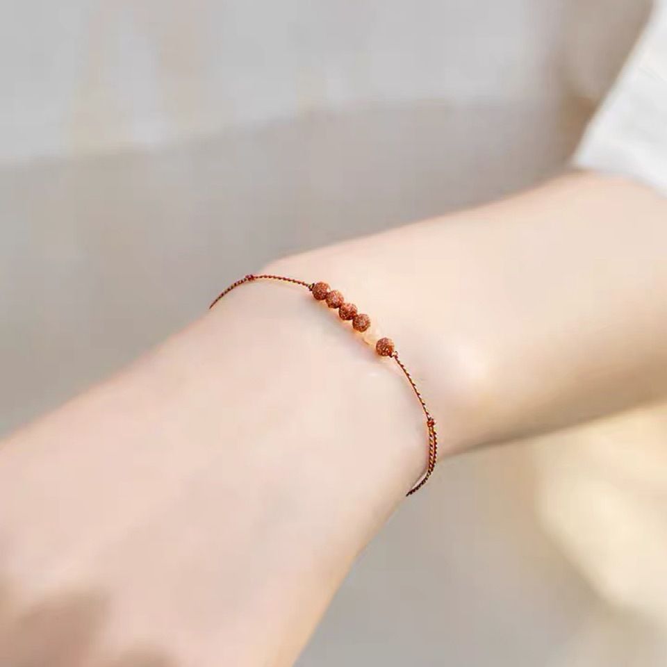 金星太阳石金砂石闪橙巨细五色迷你小简约气质女手绳复古小众礼物