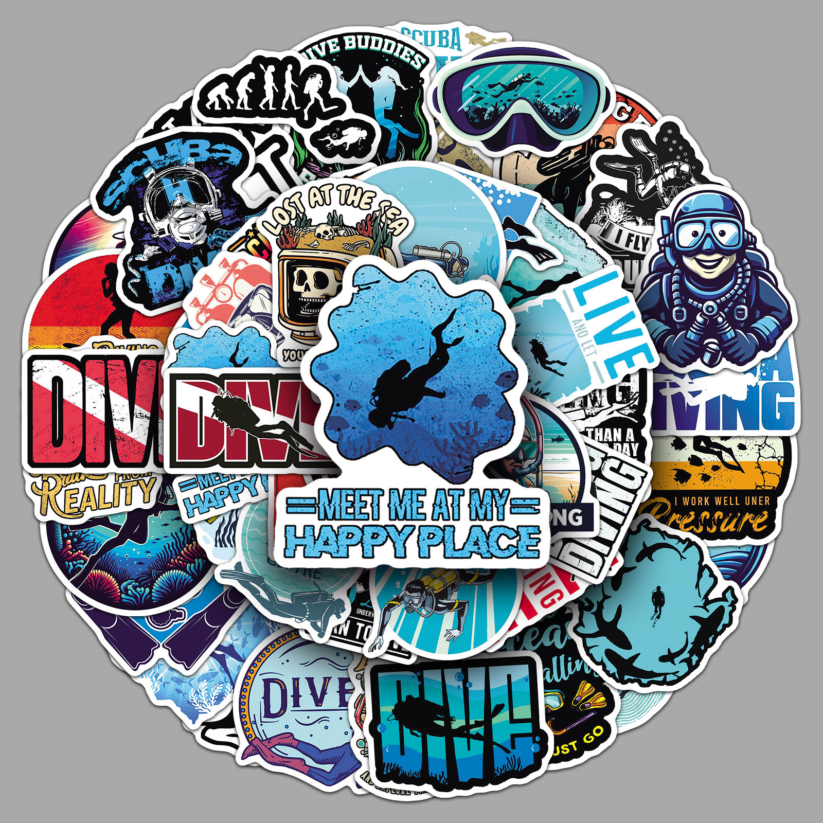 50张潜水贴纸水下体育运动防水装饰手工自粘水杯头盔吉他耳机贴纸,文具电教/文化用品/商务用品,贴纸/立体贴纸,淘宝优惠券,粉丝福利购,淘宝优惠卷
