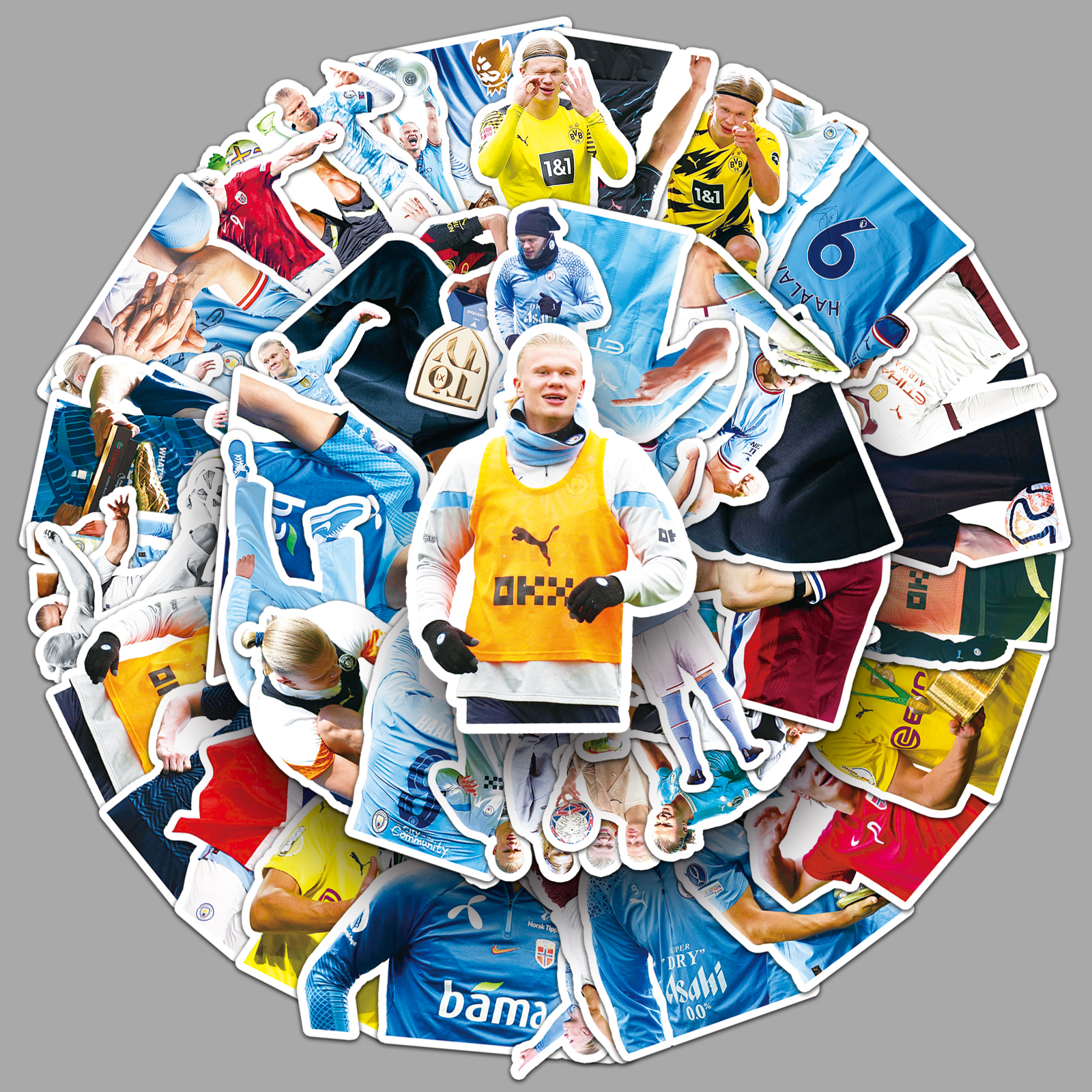 50张Haaland哈兰德贴纸足球运动员彩绘会装饰笔记本电脑咕卡贴纸