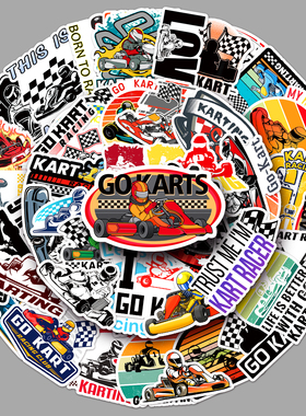 50张卡丁车贴纸KARTING帅气创意DIY装饰笔记本手账素材行李箱贴纸