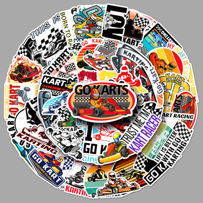 50张卡丁车贴纸KARTING帅气创意DIY装饰笔记本手账素材行李箱贴纸