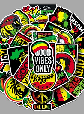 50张Reggae雷鬼音乐贴纸嘻哈涂鸦防水装饰日记相册水杯手机壳贴纸