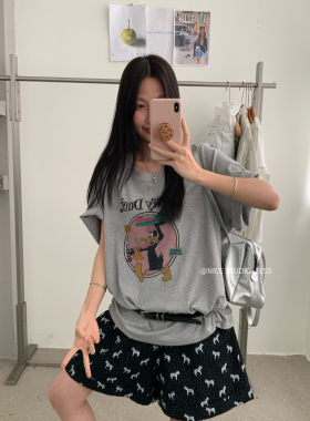 奶思家NICE STUDIO-夏上新韩代撞色鸭子印花宽松短袖T恤w63856