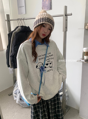 奶思家NICE STUDIO-冬款上新小狗工艺刺绣加绒卫衣08829