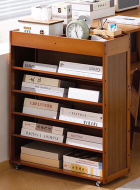 书桌旁小书架可移动简约儿童落地书柜简易靠墙侧边书本置物收纳架