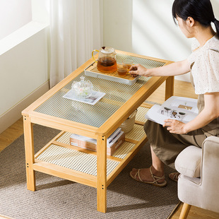 日式 简约茶几客厅家用小户型茶桌北欧喝茶现代矮桌子竹轻奢小茶几