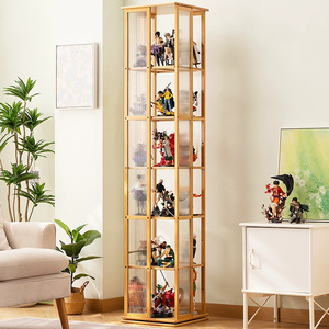 泡泡玛特手办展示柜旋转盲盒收纳展示架亚克力透明防尘公仔收纳盒