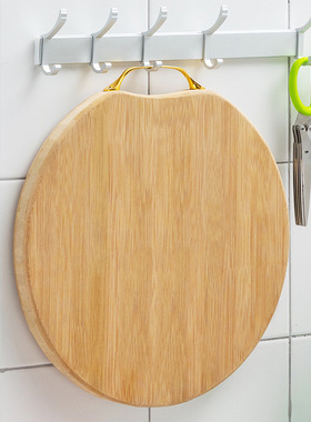 菜板实木家用圆形切菜案板抗菌防霉耐砍耐剁砧板加厚案板整木菜墩