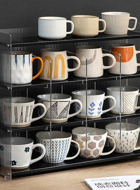 防尘杯子收纳置物架亚克力杯架水杯茶杯展示架子桌面放杯子收纳盒