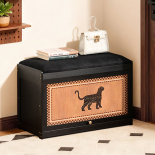 换鞋凳家用门口极窄进门穿鞋凳中古风玄关可坐式翻斗储物收纳鞋架