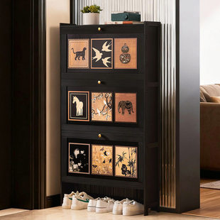 中古风鞋柜超薄入户门口家用新款2026爆款大容量翻斗玄关收纳鞋架