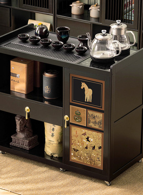 移动茶台小茶桌家用中式茶水柜茶车带轮茶几功夫茶具套装烧水一体