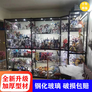 玻璃展示柜手办模型乐高透明展柜带灯带超强承重易拆卸家用陈列柜