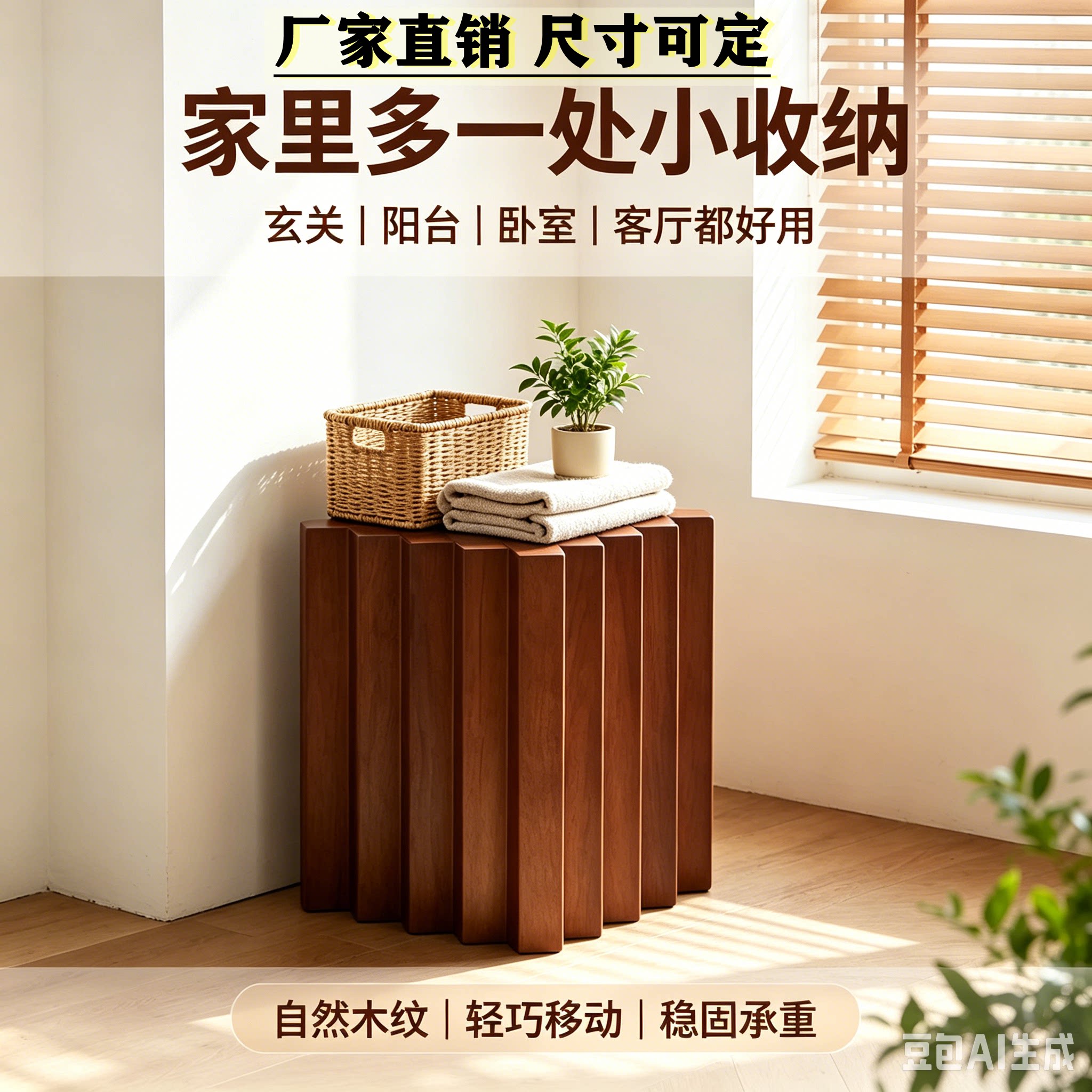 中古实木日式小户型换鞋凳边几