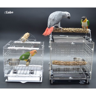 鹦鹉便携笼亚克力鸟笼精致大型鹦鹉折衷加厚外带出行笼便携笼包邮