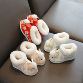 子老北京防滑童靴拜年鞋 冬年服儿童唐装 鞋 女童手工汉服鞋 宝宝童鞋