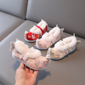 冬儿童汉服配鞋 古装 翘头加绒汉服棉鞋 女童古风鞋 女宝中国风拜年鞋