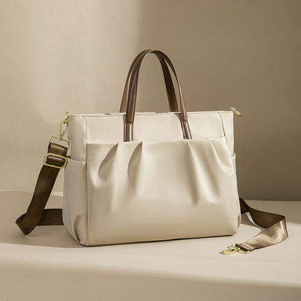 女士手提笔记本电脑包轻便尼龙通勤公文包简约大容量单肩托特包潮