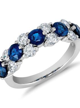 轻奢韩版ins潮轻奢设计感小众熔岩克莱因蓝色块男女情侣戒指指环