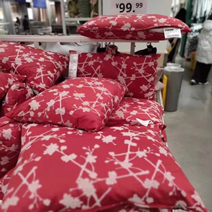 IKEA宜家弗斯达靠垫红色 梅花 58x40 厘米抱枕纺织品抱枕