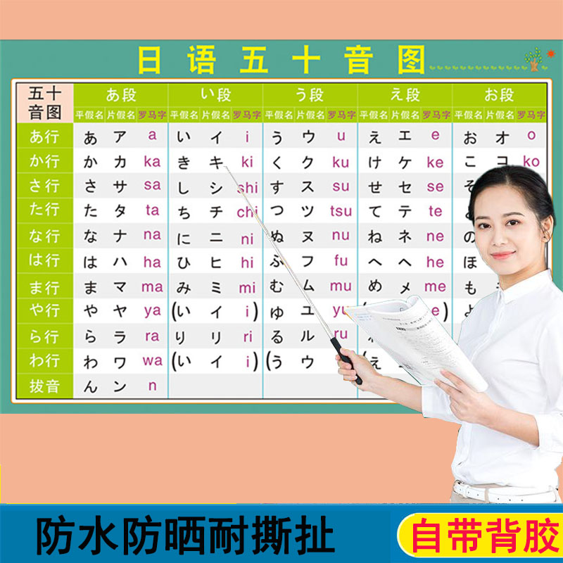日语五十音图挂图学习日语初学者基础50音图入门自学音谱海报墙贴