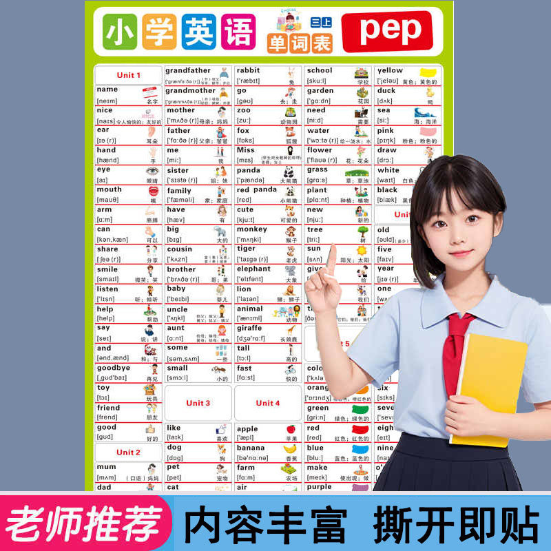 小学英语单词汇总表挂图