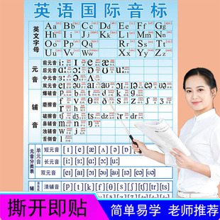 英语音标挂图48个国际音标表墙贴音标挂图小学初高中学习神器
