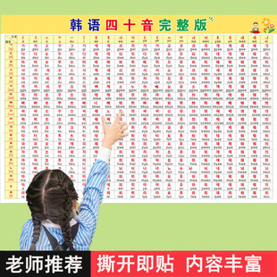 成人自学 朝鲜语 韩语 发音表 字母 无声挂图 学习 墙贴速记挂图
