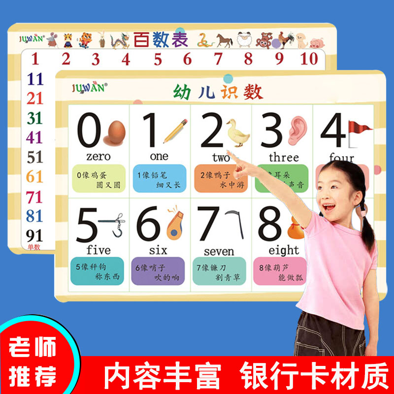 幼儿园童数字卡片0到100早教卡